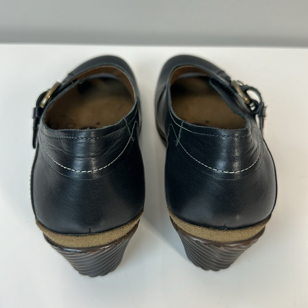 Romika Black Leather Mary Jane Wedge Heel Shoes Size 41(10-10.5) - Picture 7 of 16